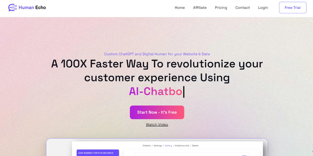 HumanEcho: AI-Powered Chatbots & Digital Humans for Your Website