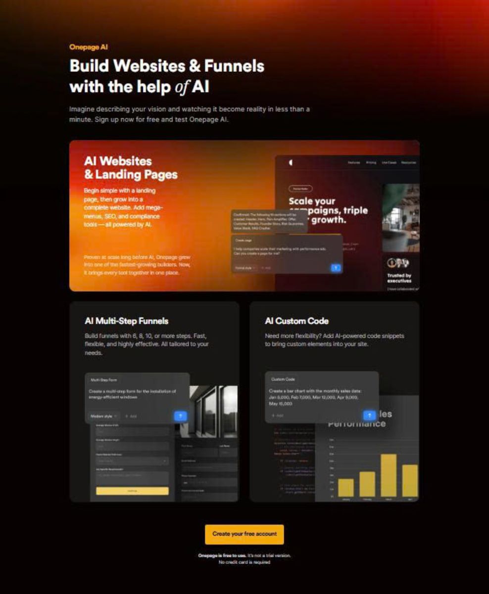 Onepage AI Build Websites & Funnels with the help of AI