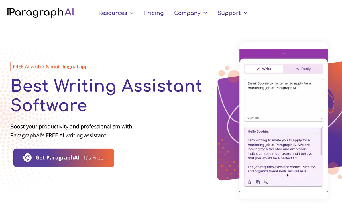 Paragraphai SEO Standard Free AI Writing Assistant Tool