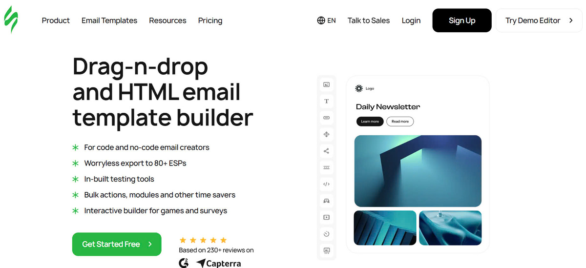 Stripo: Drag-n-Drop Email Template Builder for Code & No-Code Creators