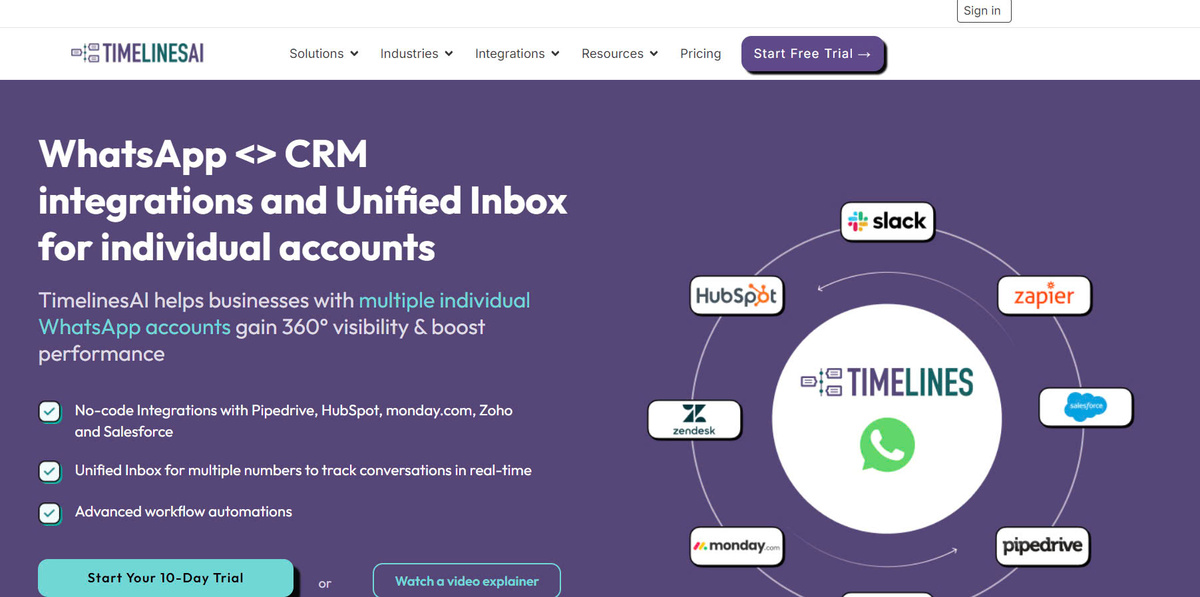 WhatsApp <> CRM integrations and Unified Inbox for individual accounts