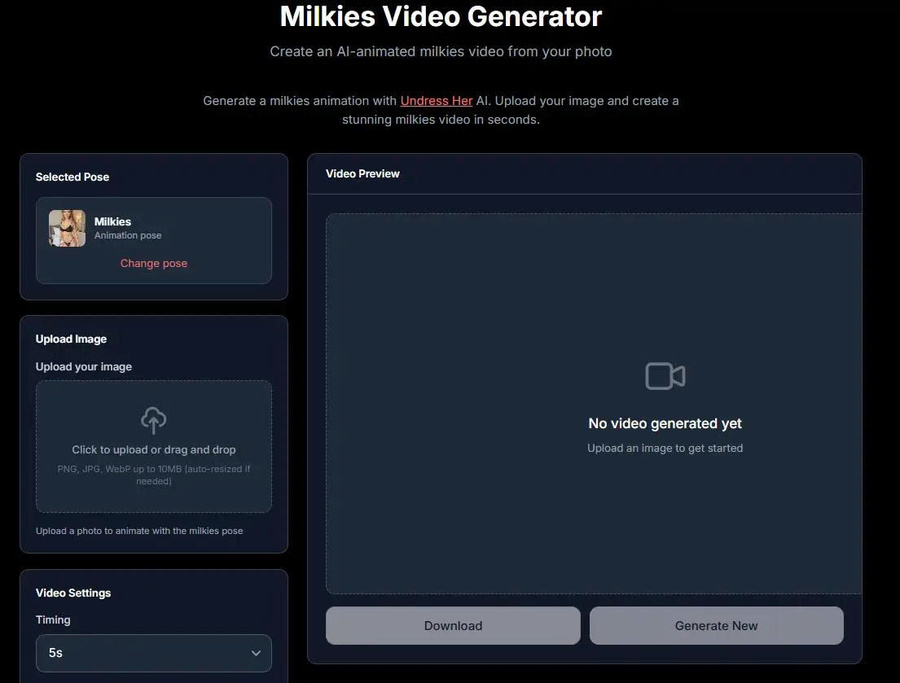 Undress Her AI image or video processing mode