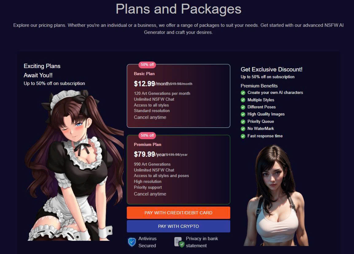 NSFW Art Generator AI Pricing